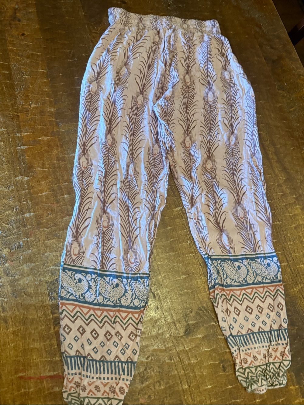 EARTHBOUND Pink Jogger Pants with Teal & Brown Print